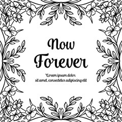 hand drawing flowers for now forever card vector