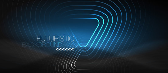 Naklejka premium Dark black abstract background with neon colors and lines