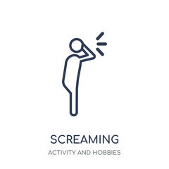 Screaming icon. Screaming linear symbol design from Activity and Hobbies collection.