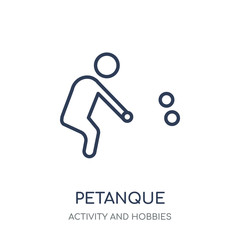Petanque icon. Petanque linear symbol design from Activity and Hobbies collection.