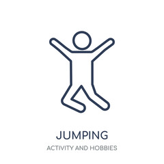Jumping icon. Jumping linear symbol design from Activity and Hobbies collection.