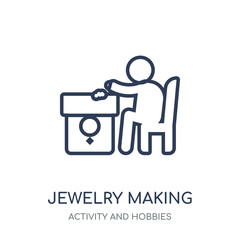 Jewelry making icon. Jewelry making linear symbol design from Activity and Hobbies collection.