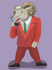 A sheep calling on a cell phone/ Sheep calls on your mobile phone, make a screensaver on your mobile phone who calls you, laugh your secret with your friends and loved ones