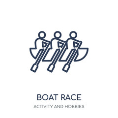 Boat race icon. Boat race linear symbol design from Activity and Hobbies collection.