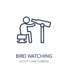 Bird watching icon. Bird watching linear symbol design from Activity and Hobbies collection.