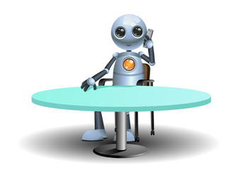 little robot businessman calling business partner
