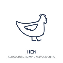 Hen icon. Hen linear symbol design from Agriculture, Farming and Gardening collection.