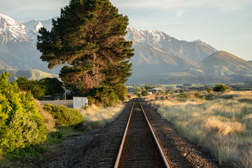Train tracks in Kaikoura New Zealand