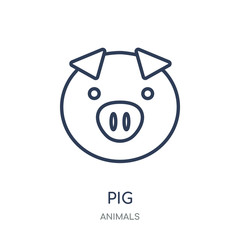 Fototapeta premium Pig icon. Pig linear symbol design from Animals collection.