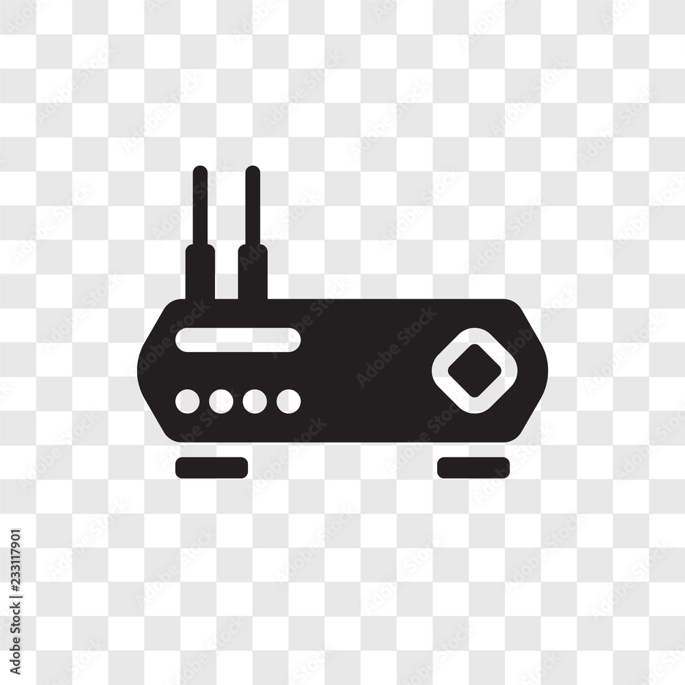 Poster router vector icon isolated on transparent background, router transparency logo design