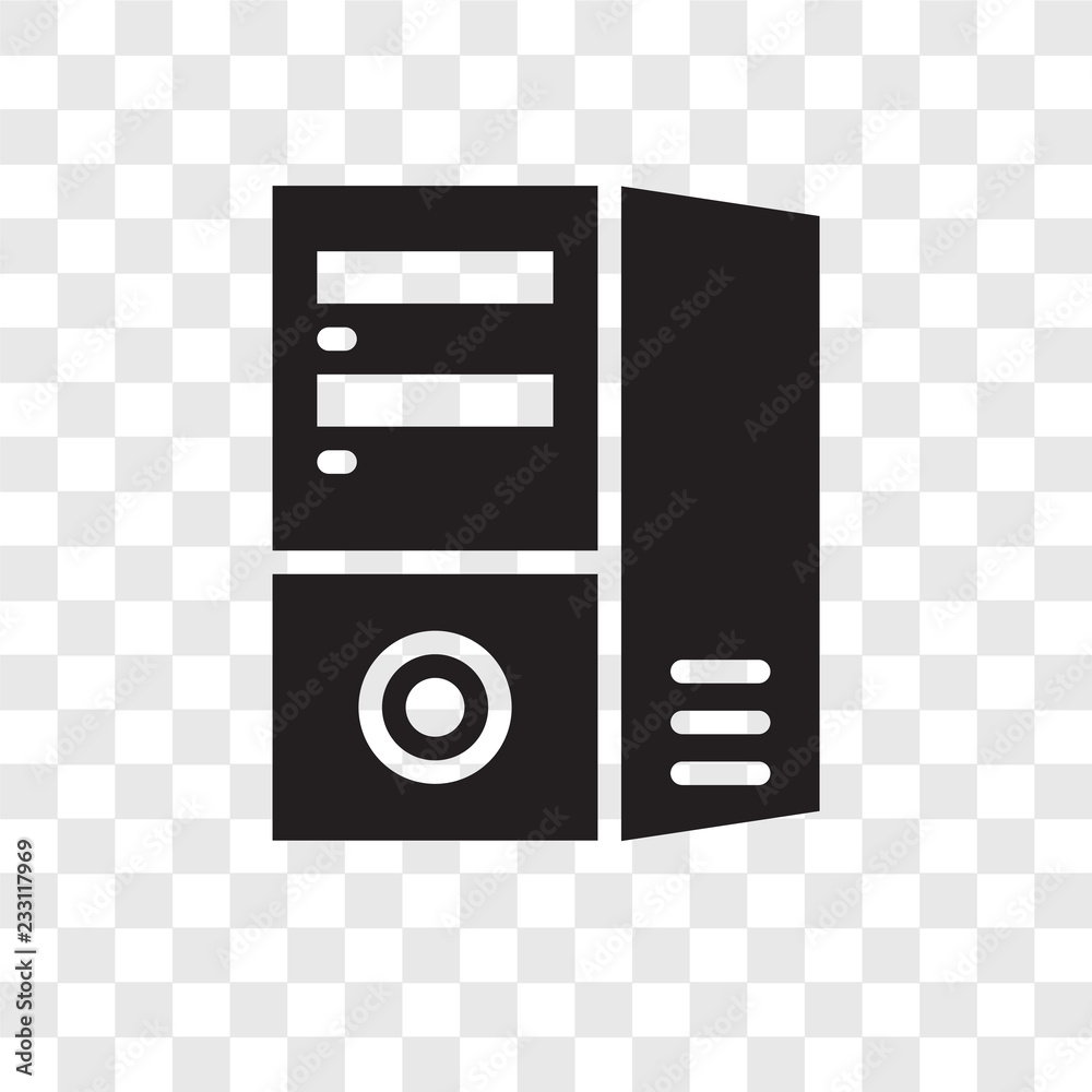 Poster computer vector icon isolated on transparent background, computer transparency logo design