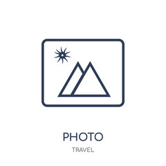 Photo icon. Photo linear symbol design from Travel collection.