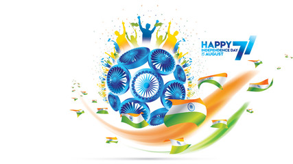 indian independence day design for greeting or banner or background