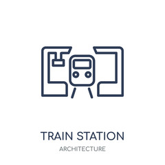 Train station icon. Train station linear symbol design from Architecture collection.