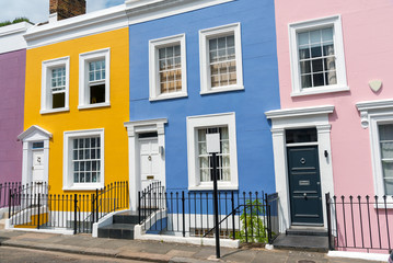 Colorful row houses seen in Notting Hill, London
