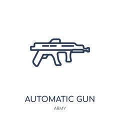 Automatic Gun icon. Automatic Gun linear symbol design from Army collection. Simple element vector illustration. Can be used in web and mobile.