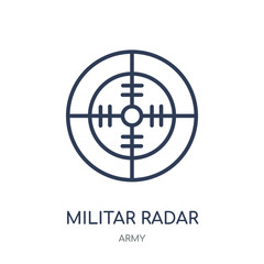 Militar Radar icon. Militar Radar linear symbol design from Army collection. Simple element vector illustration. Can be used in web and mobile.