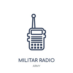 Militar Radio icon. Militar Radio linear symbol design from Army collection. Simple element vector illustration. Can be used in web and mobile.