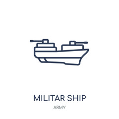 militar ship icon. militar ship linear symbol design from Army collection. Simple element vector illustration. Can be used in web and mobile.