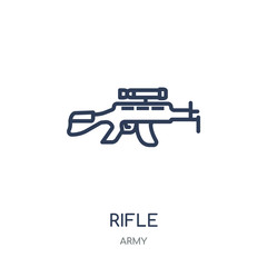 Rifle icon. Rifle linear symbol design from Army collection. Simple element vector illustration. Can be used in web and mobile.