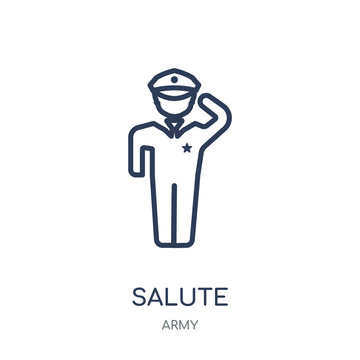 Salute icon. Salute linear symbol design from Army collection. Simple element vector illustration. Can be used in web and mobile.