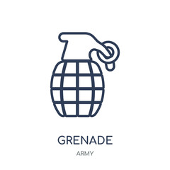 Grenade icon. Grenade linear symbol design from Army collection. Simple element vector illustration. Can be used in web and mobile.