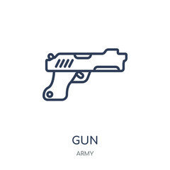 Gun icon. Gun linear symbol design from Army collection. Simple element vector illustration. Can be used in web and mobile.