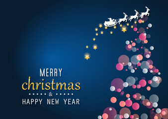 Merry Christmas with abstract Christmas tree. Merry Christmas and happy new year greeting card vector design.