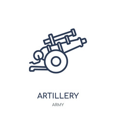 artillery icon. artillery linear symbol design from Army collection. Simple element vector illustration. Can be used in web and mobile.