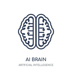 ai Brain icon. ai Brain linear symbol design from Artificial Intellegence collection. Simple element vector illustration. Can be used in web and mobile.