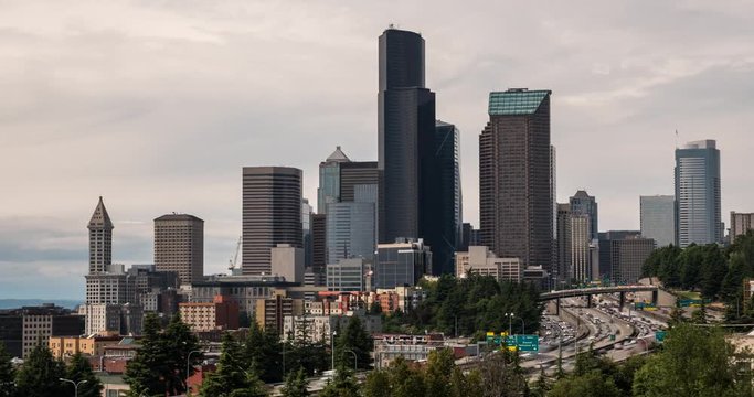 Hyperlapse of downtown Seattle on an overcast day