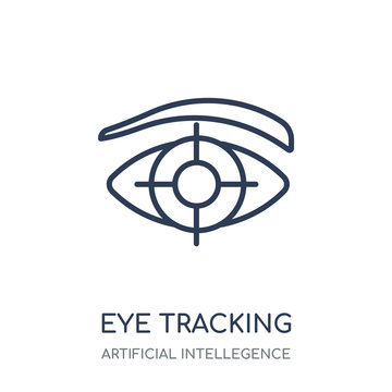 Eye Tracking Icon. Eye Tracking Linear Symbol Design From Artificial Intellegence Collection. Simple Element Vector Illustration. Can Be Used In Web And Mobile.