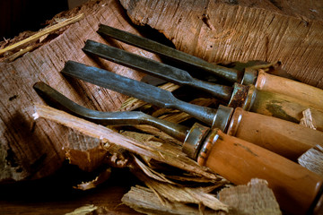 Woodworking - Traditional woodworking with chisel
