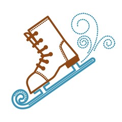 Figure skating logotype, leather shoe with blade for ice