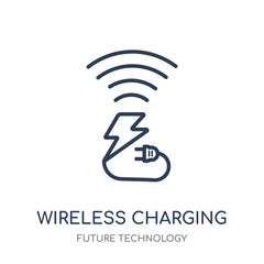 Wireless charging icon. Wireless charging linear symbol design from Future technology collection. Simple element vector illustration. Can be used in web and mobile.