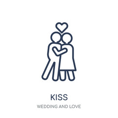 Kiss icon. Kiss linear symbol design from Wedding and love collection.