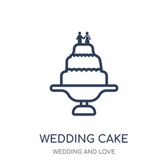 Wedding cake icon. Wedding cake linear symbol design from Wedding and love collection.