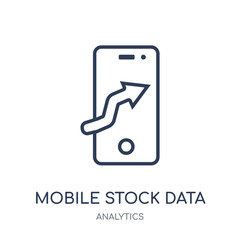 Mobile stock data icon. Mobile stock data linear symbol design from Analytics collection.