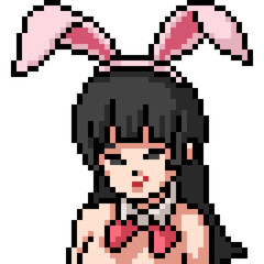 Obraz premium vector pixel art anime girl
