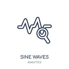 Sine Waves Analysis icon. Sine Waves Analysis linear symbol design from Analytics collection.