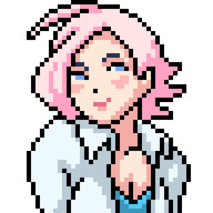 vector pixel art anime girl