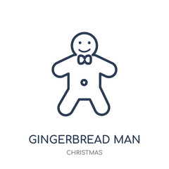 Gingerbread man icon. Gingerbread man linear symbol design from Christmas collection.