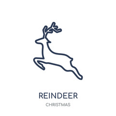 Reindeer icon. Reindeer linear symbol design from Christmas collection.