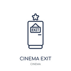 Cinema exit icon. Cinema exit linear symbol design from Cinema collection.