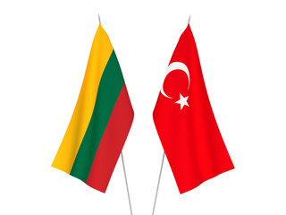 Obraz premium Lithuania and Turkey flags