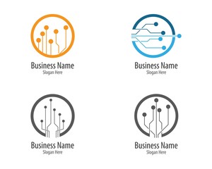 Circuit logo template vector icon illustration