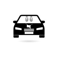 Black Car Emoji, Cartoon funny car icon or logo