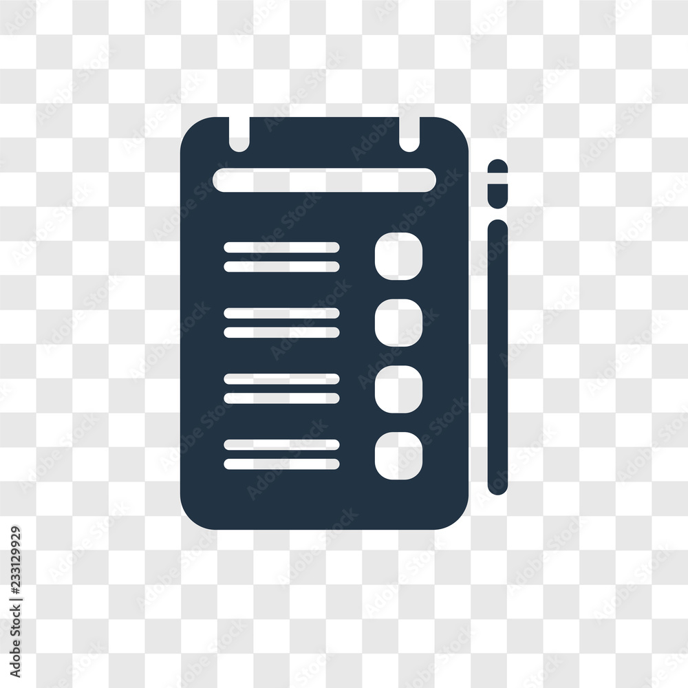 Poster notepad vector icon isolated on transparent background, notepad transparency logo design