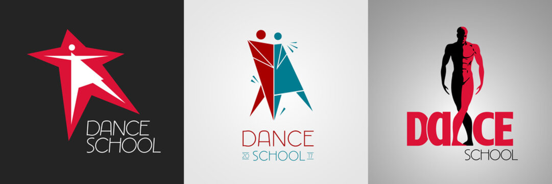 Dance Studio Vector Logo, Symbol Set. Icons For Advertising