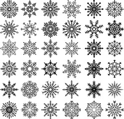 Crystal of snow silhouette set